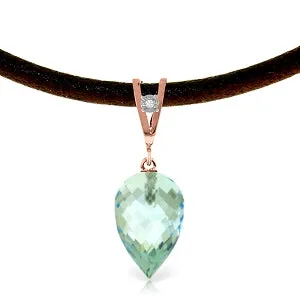 11.26 Carat 14K Solid Rose Gold Savoire Faire Blue Topaz Necklace