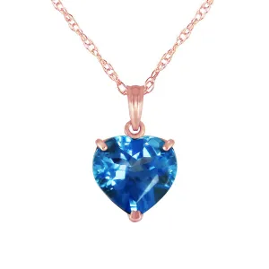 14K Solid Rose Gold Necklace w/ Natural 10mm Heart Blue Topaz