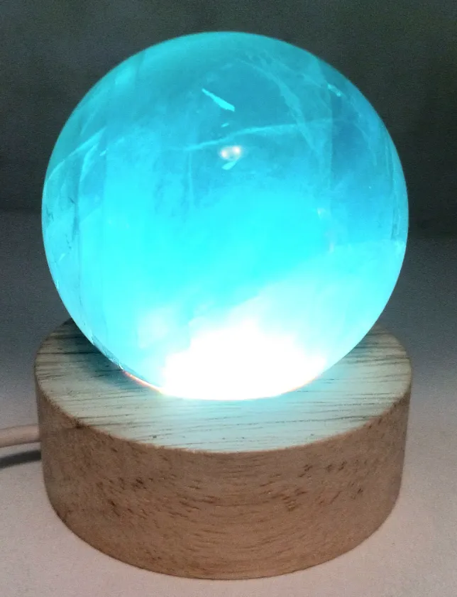 272G Blue Fluorite Crystal Sphere with Light Base