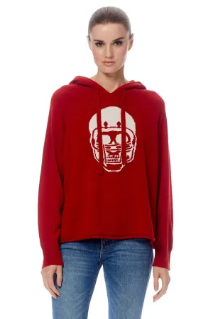 360 Cashmere - Collegiate Skull Hoodie in Ruby/Chalk Skull