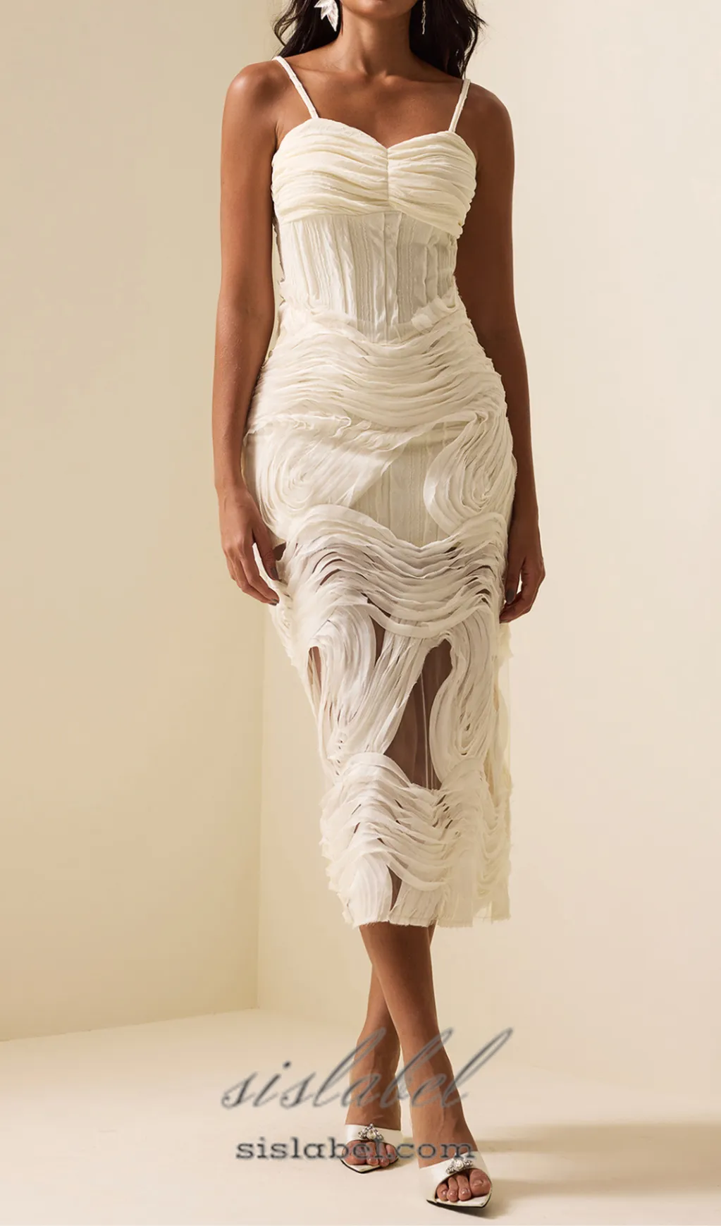 ALANI WHITE EMBROIDERY LACE SLEEVELESS MIDI DRESS