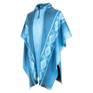 ñawi - Lightweight Baby Alpaca Wool Hooded Poncho - Aqua blue/Turquoise - unisex