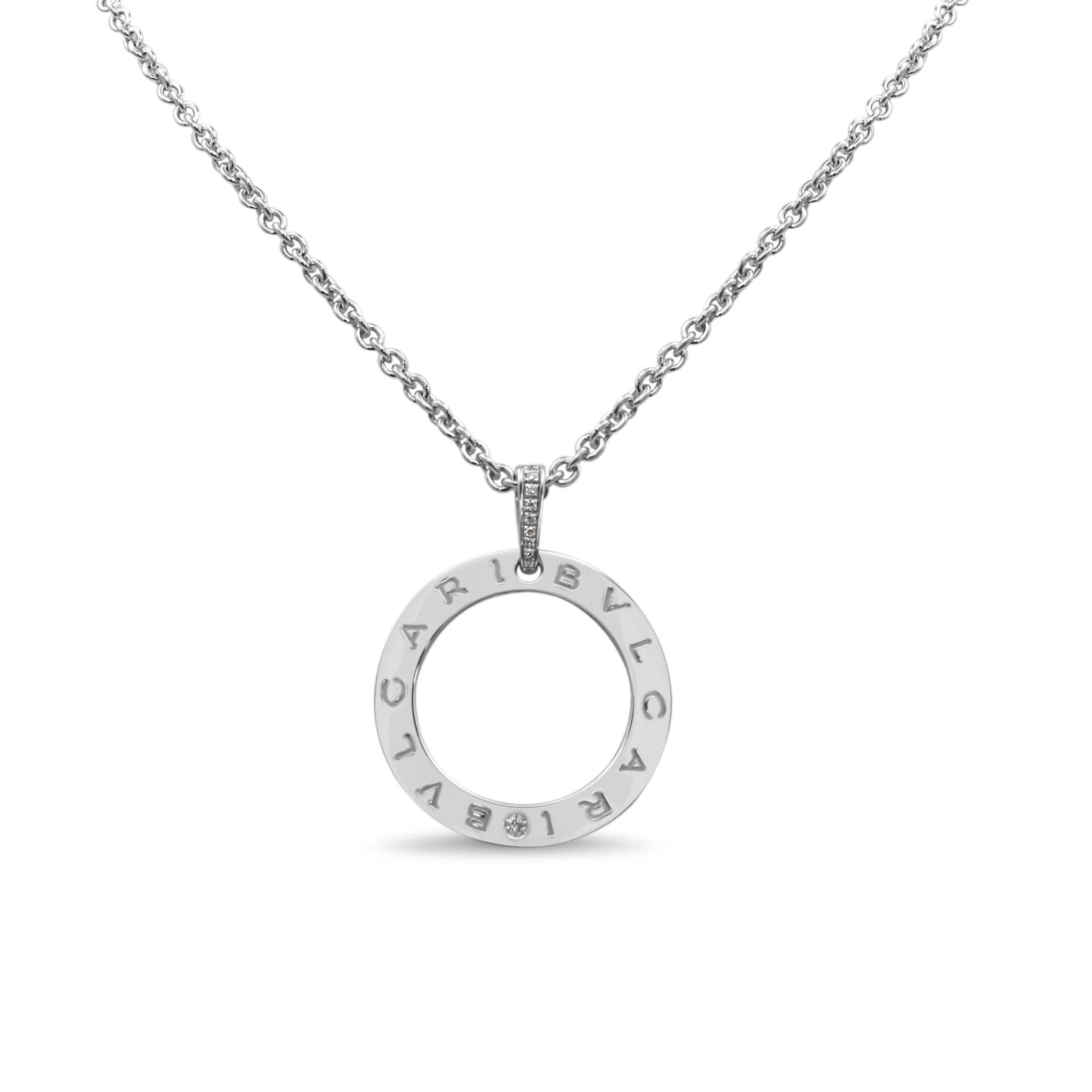 Bvlgari Bvlgari Circular Diamond Pendant On Necklace - 18ct White Gold