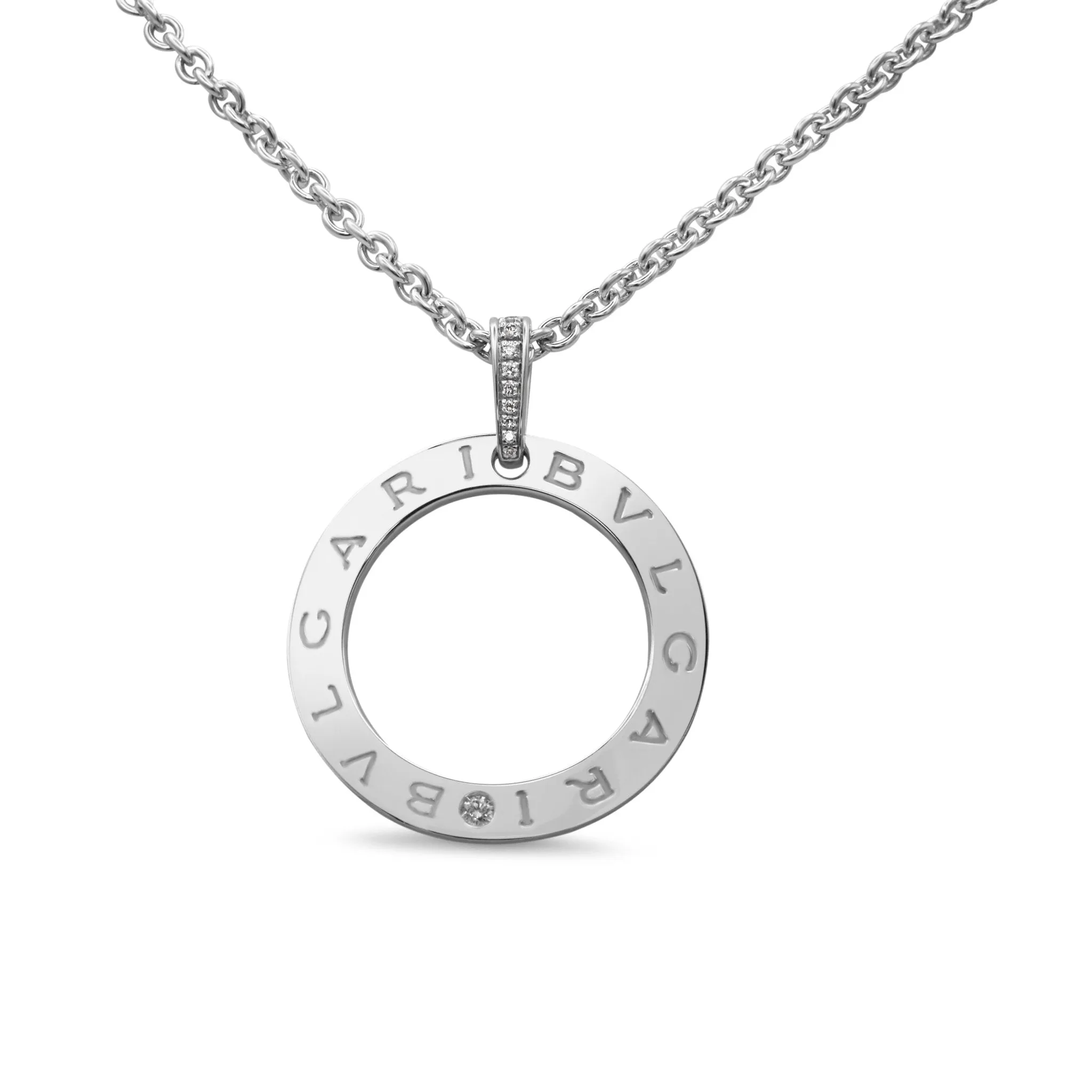 Bvlgari Bvlgari Circular Diamond Pendant On Necklace - 18ct White Gold