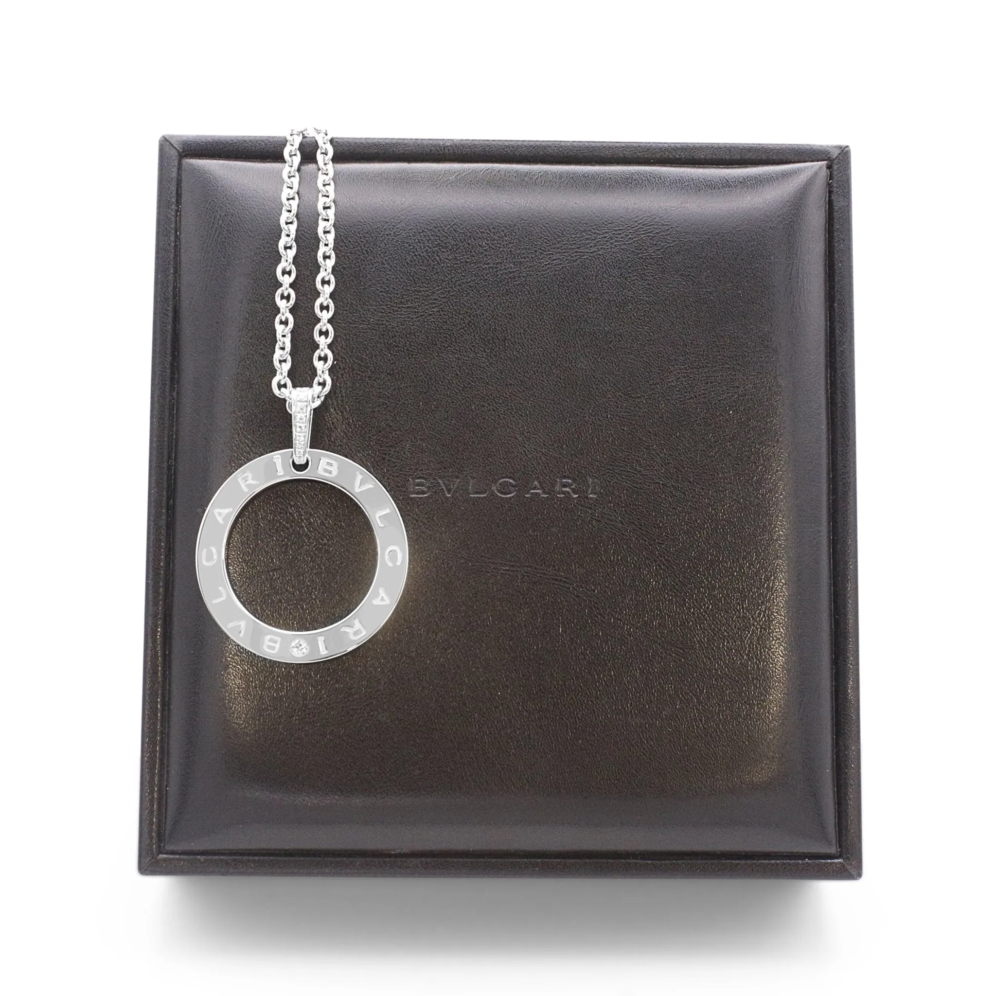 Bvlgari Bvlgari Circular Diamond Pendant On Necklace - 18ct White Gold