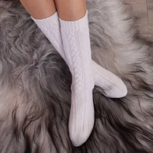 Cashmere Bed Socks Cream 4-7