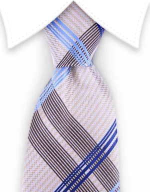 Cream & Blue Plaid Necktie