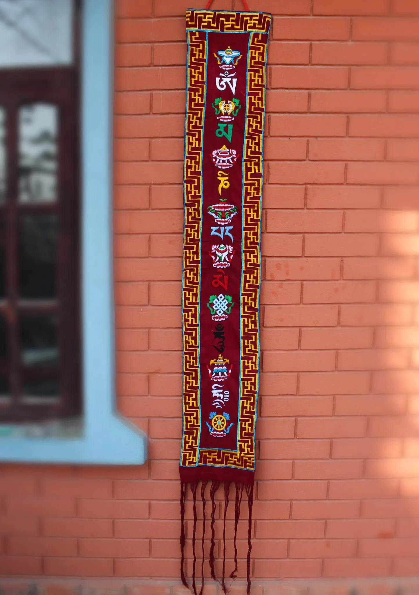 Eight Auspicious Symbol Embroidery Cotton Wall Hanging Banner