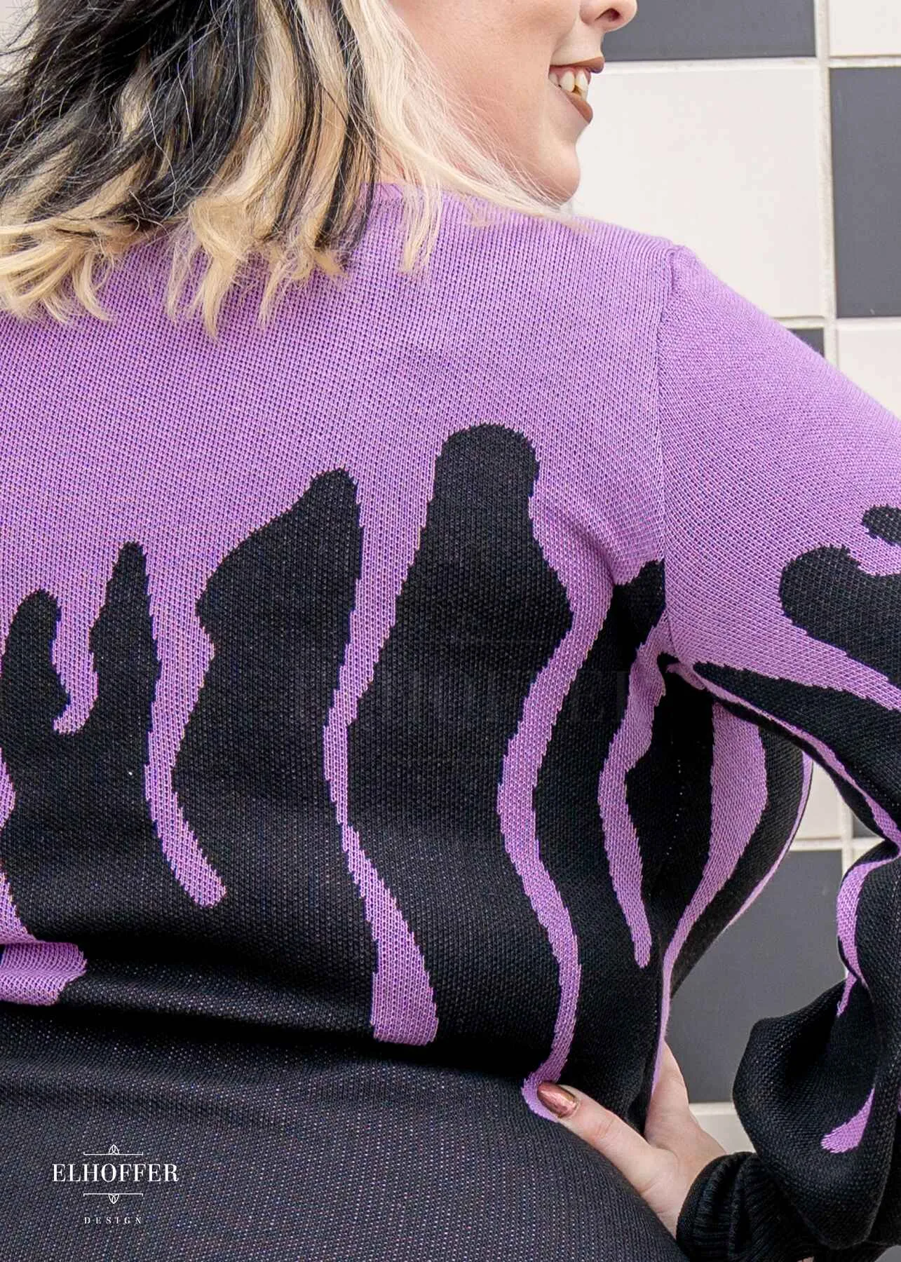 Essential Pastel Goth Drip Oversize Sweater - Lavender