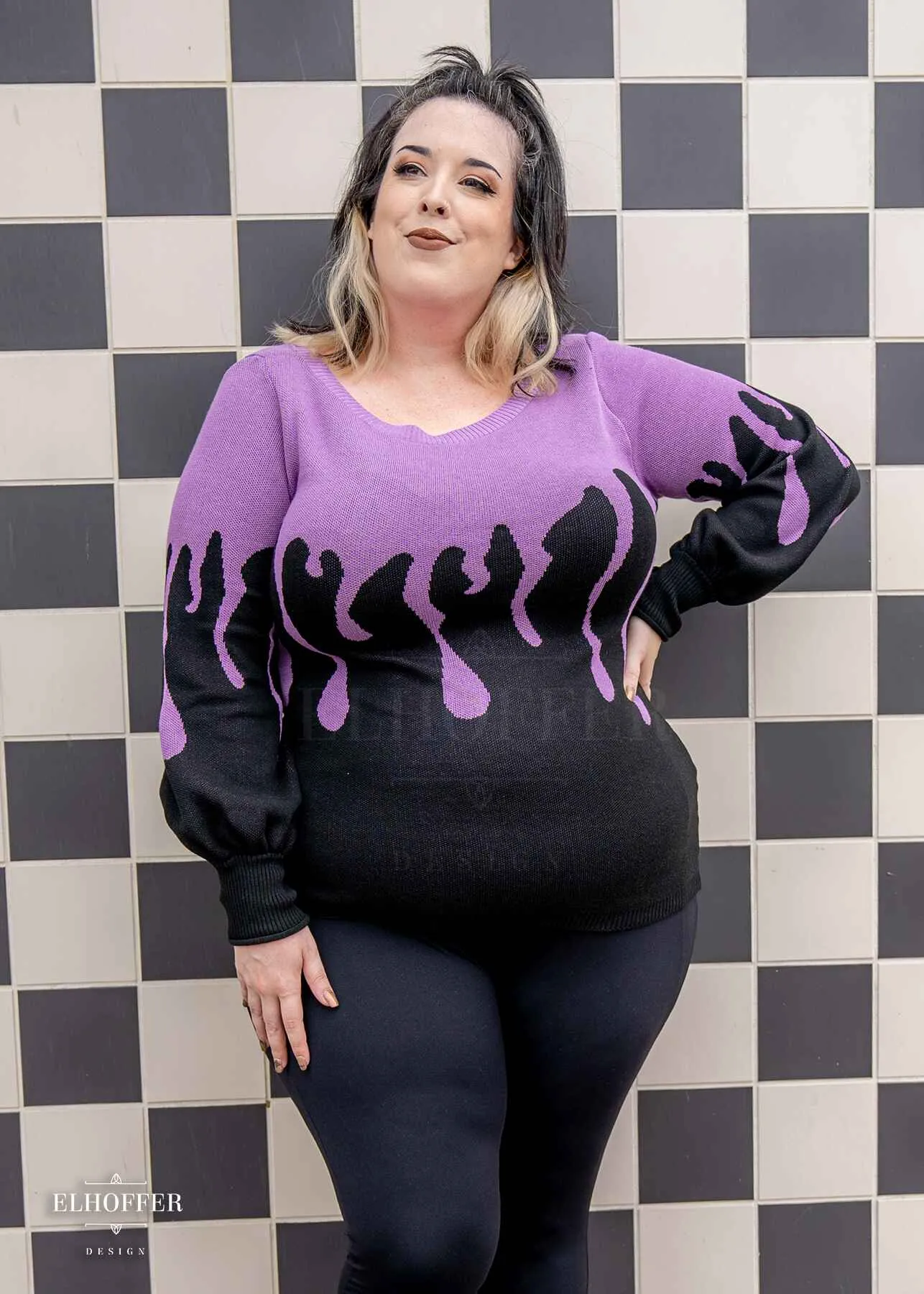 Essential Pastel Goth Drip Oversize Sweater - Lavender