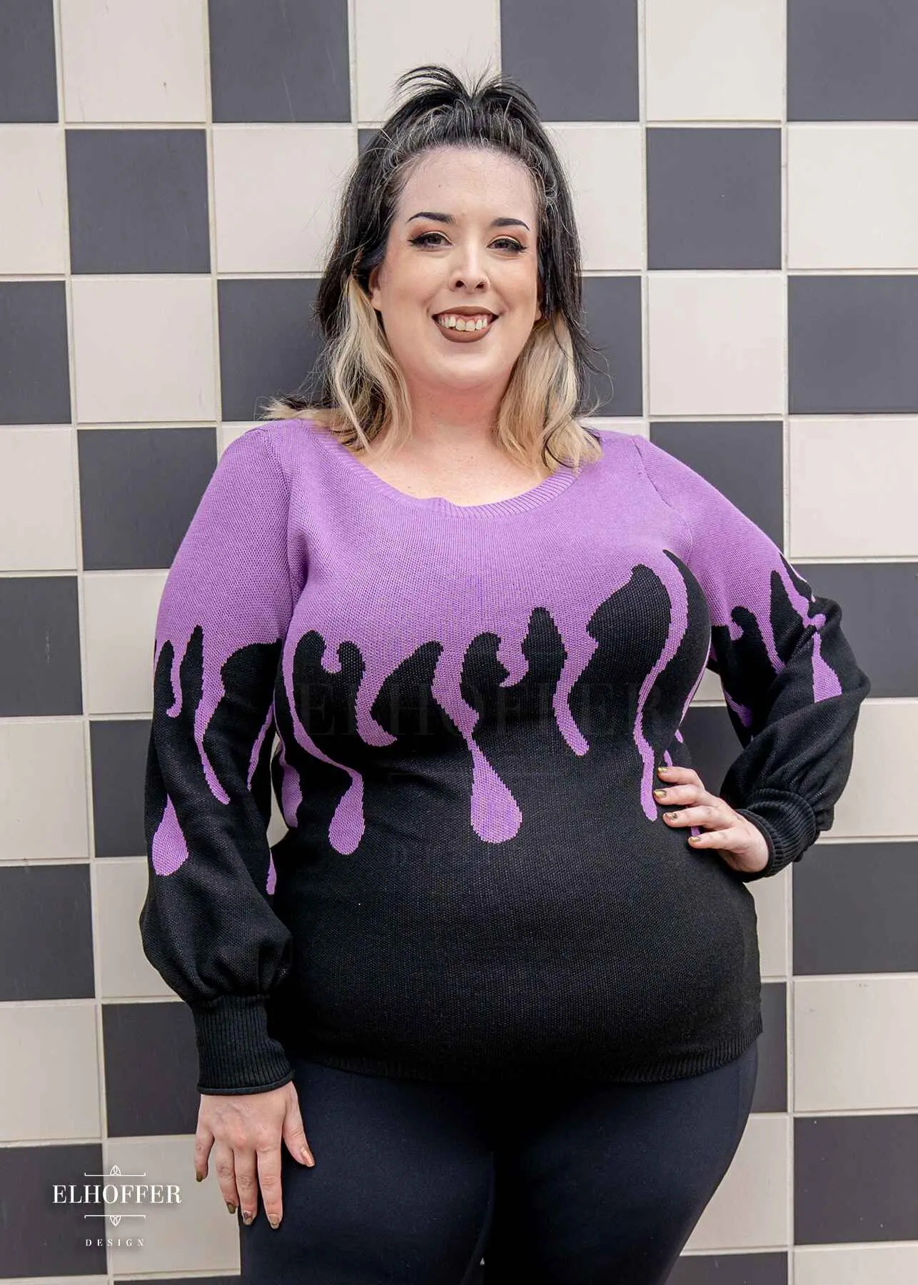 Essential Pastel Goth Drip Oversize Sweater - Lavender