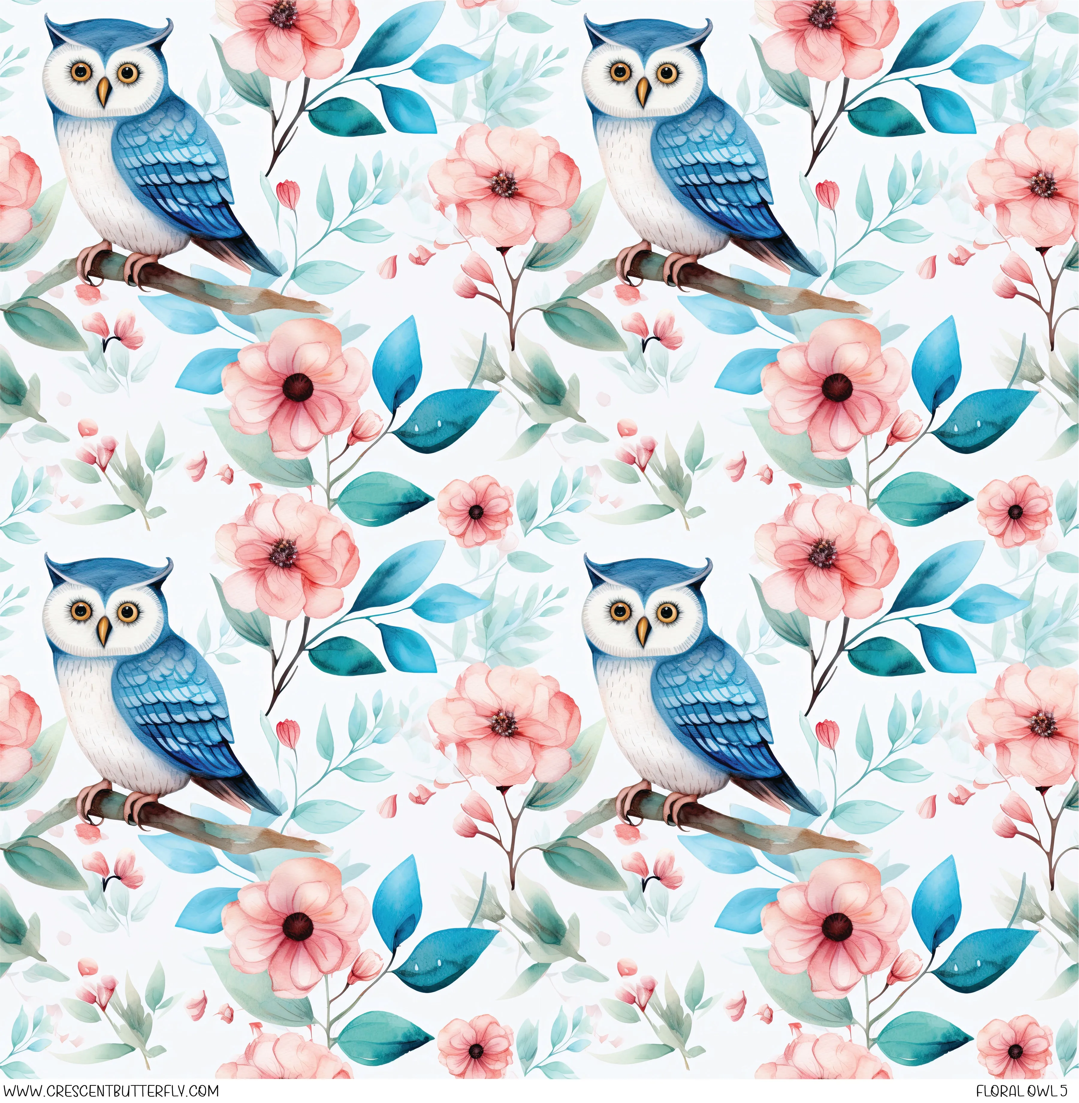 Floral Owl 5 Printed Vinyl Sheet/Wrap