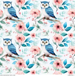 Floral Owl 5 Printed Vinyl Sheet/Wrap