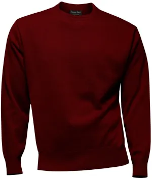 FRANCO PONTI Crew Neck - Mens Italian Merino Wool Blend - Burgundy