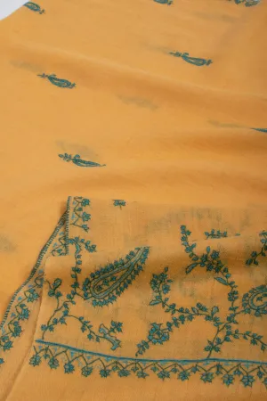 Golden Yellow and Blue Fusion Cashmere Scarf - TUXTLA