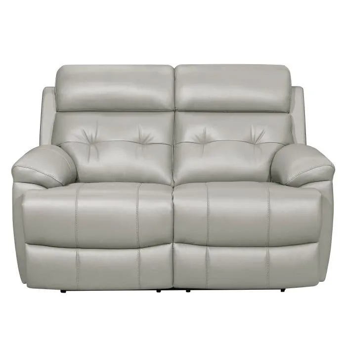 Homelegance Furniture Lambent Double Reclining Loveseat in Silver Gray