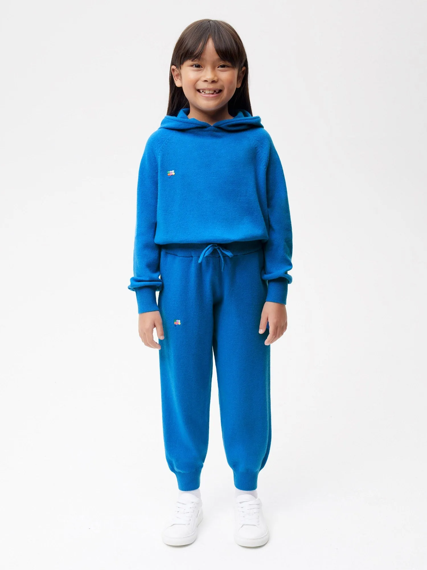 Kids' Recycled Cashmere Track Pants—cerulean blue