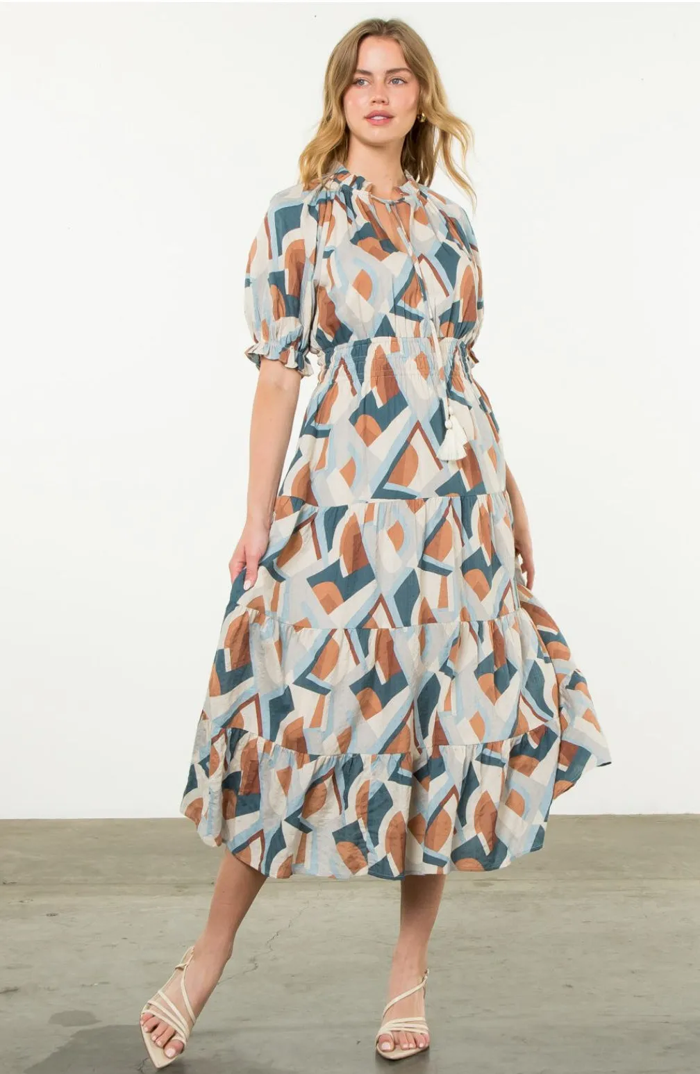 Marsha Geometric Printed Midi THML Dress