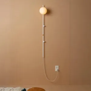 Modern Minimalist Milky White Glass Ball Long Arm Wall Lamp