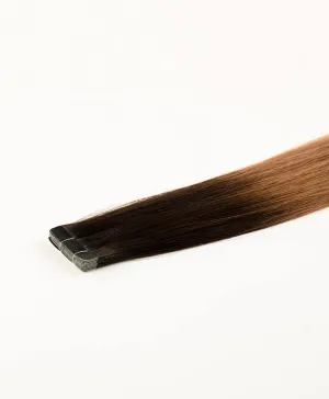 18-Inch Slim Ombre Brown Tape-In Hair Extensions, Style #R34