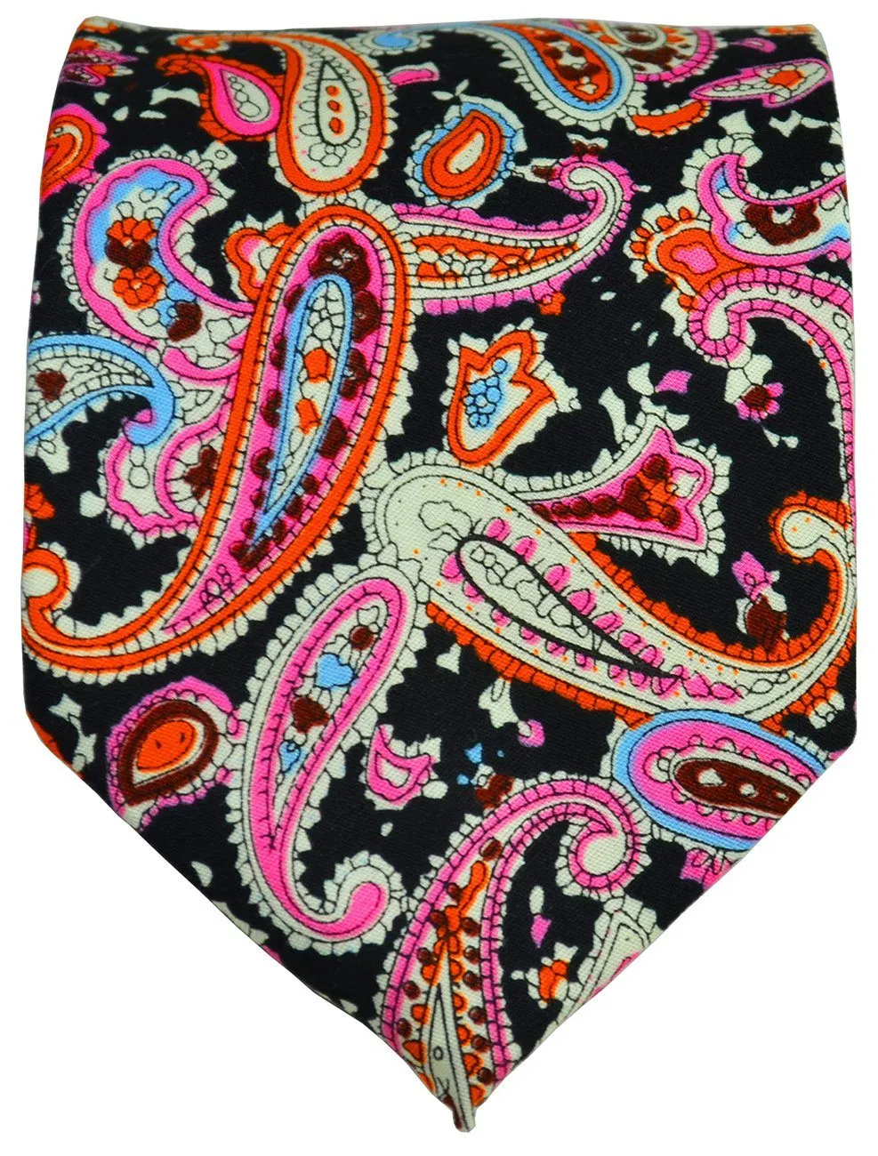 Pink and Black Artisan Paisley Cotton Tie