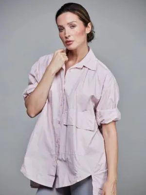 Pocket Cotton Short Shirt Light Rose