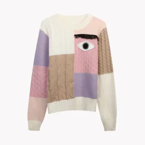 Pre Order:  Eye Patchwork Knitted Sweater