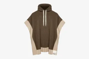 Pure Cashmere Relaxed Hood Poncho - Dashund/Wheat