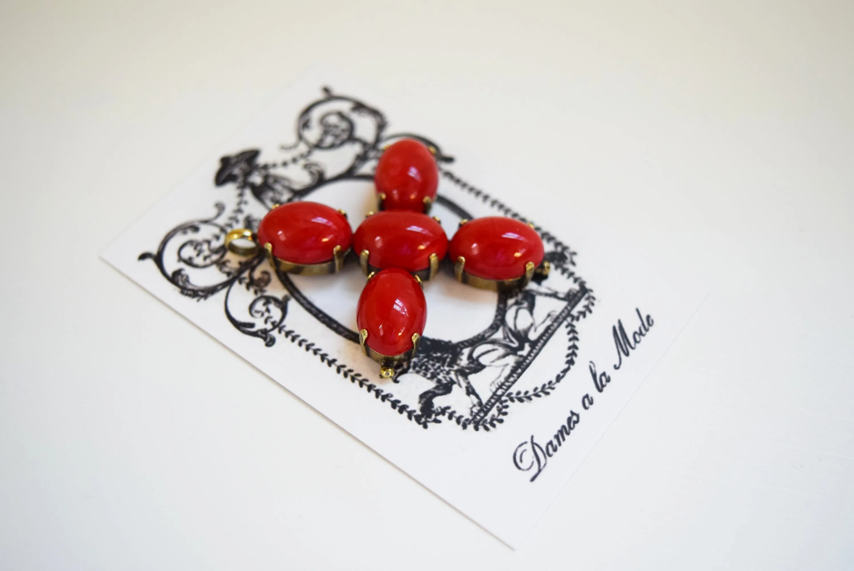 Red Coral Cross Pendant or Necklace