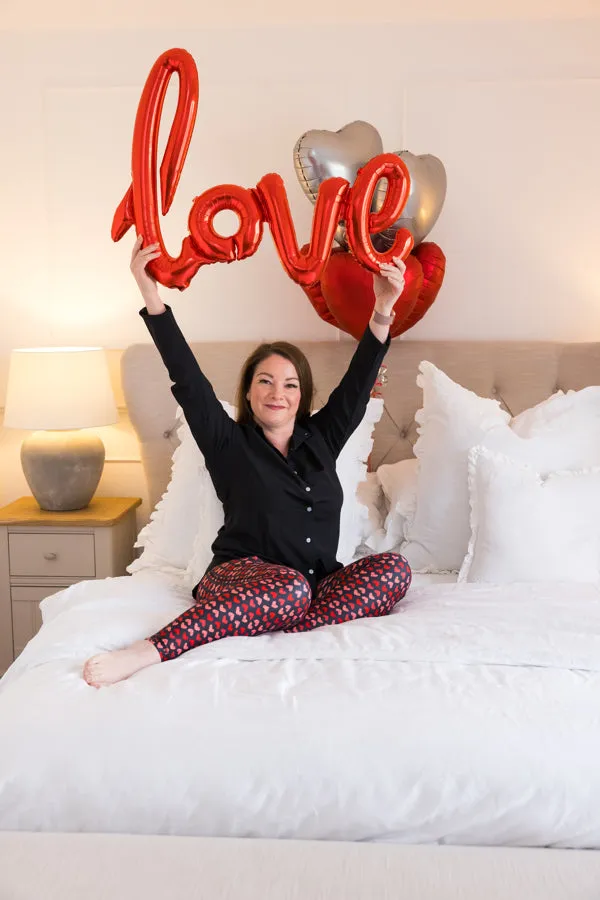 Red Leopard Heart Print 2 Pocket Full Leggings