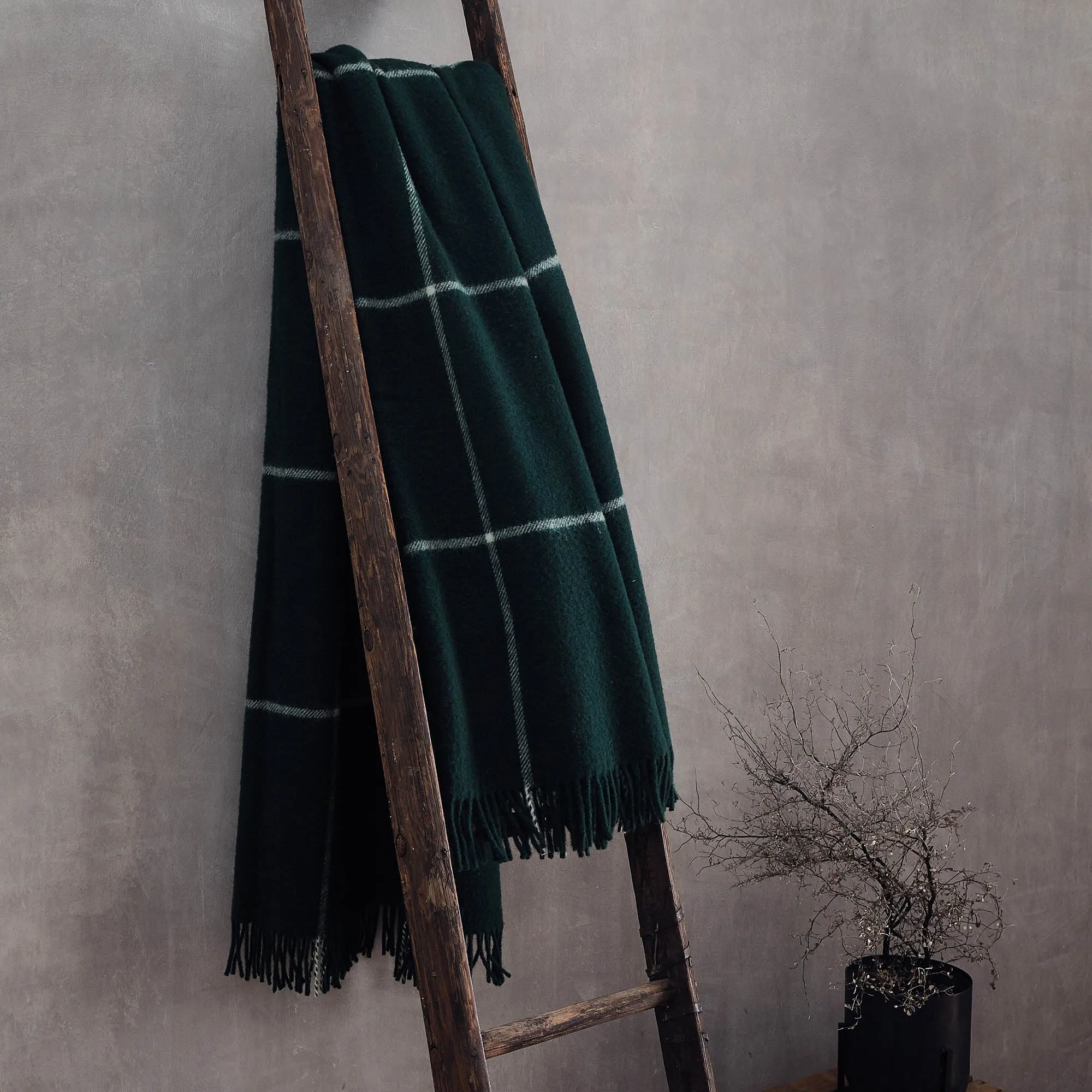 Saldus Wool Blanket [Dark green/Cream]