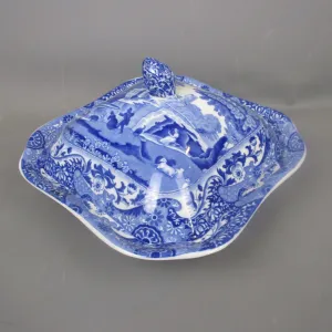 Spode Blue & White Transfer Italian Pattern Lidded Tureen Antique Victorian c1870