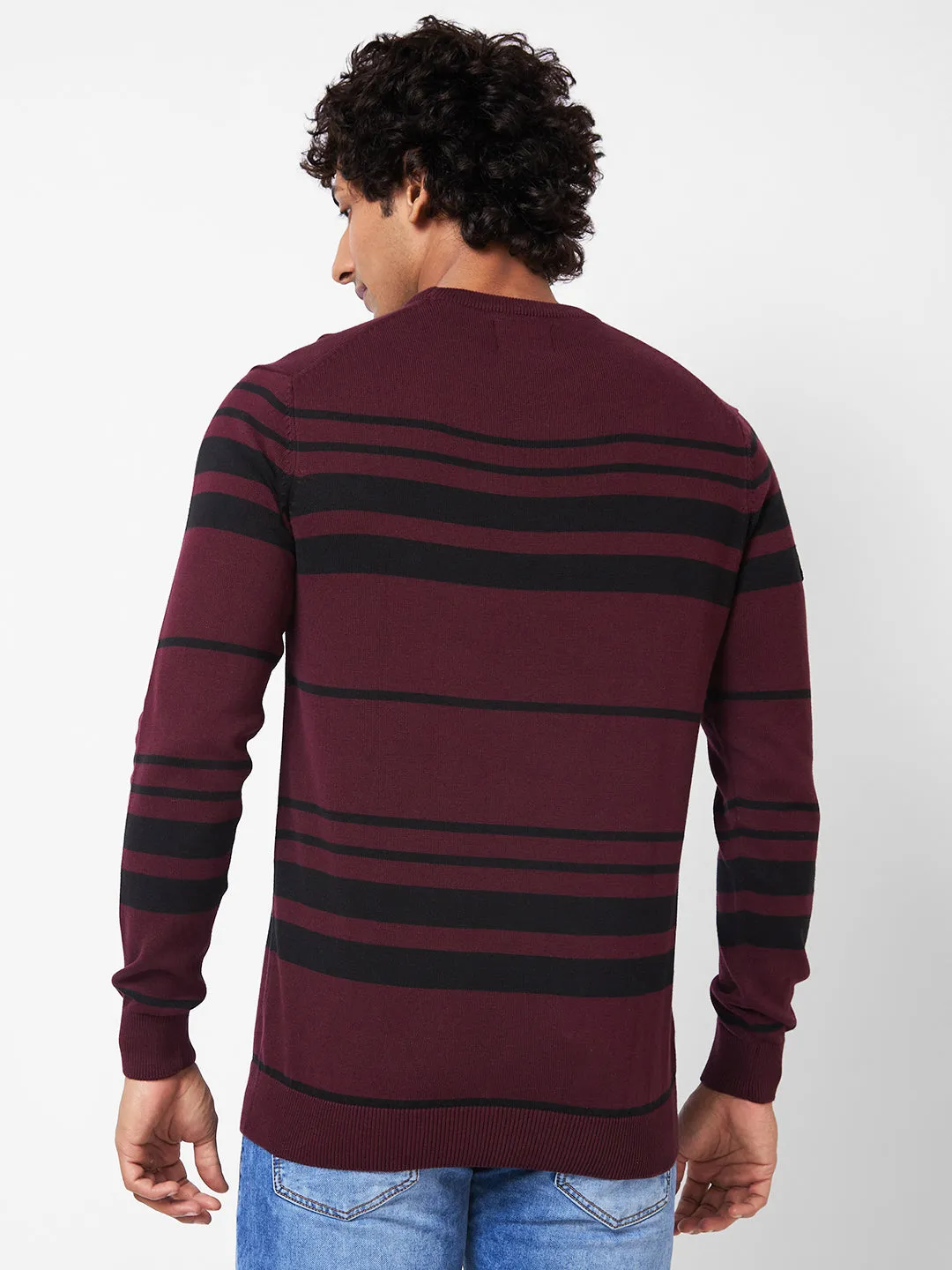 Spykar Collarless Full Sleeves Red Sweater For Men