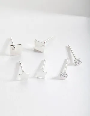 Sterling Silver Star Stud Earring Pack