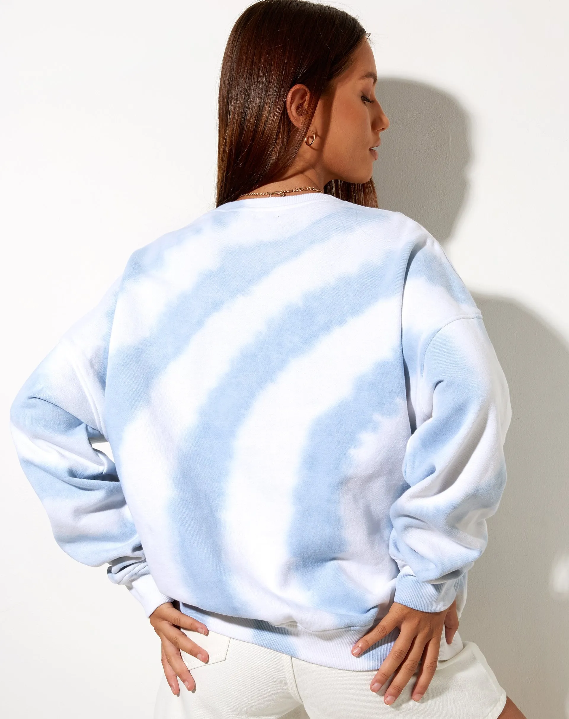 Ted Sweatshirt in Blue and White Swirl Tie Dye